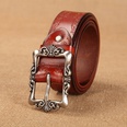 Twocolor womens retro cowhide new wide embossed pattern casual belt leatherpicture13